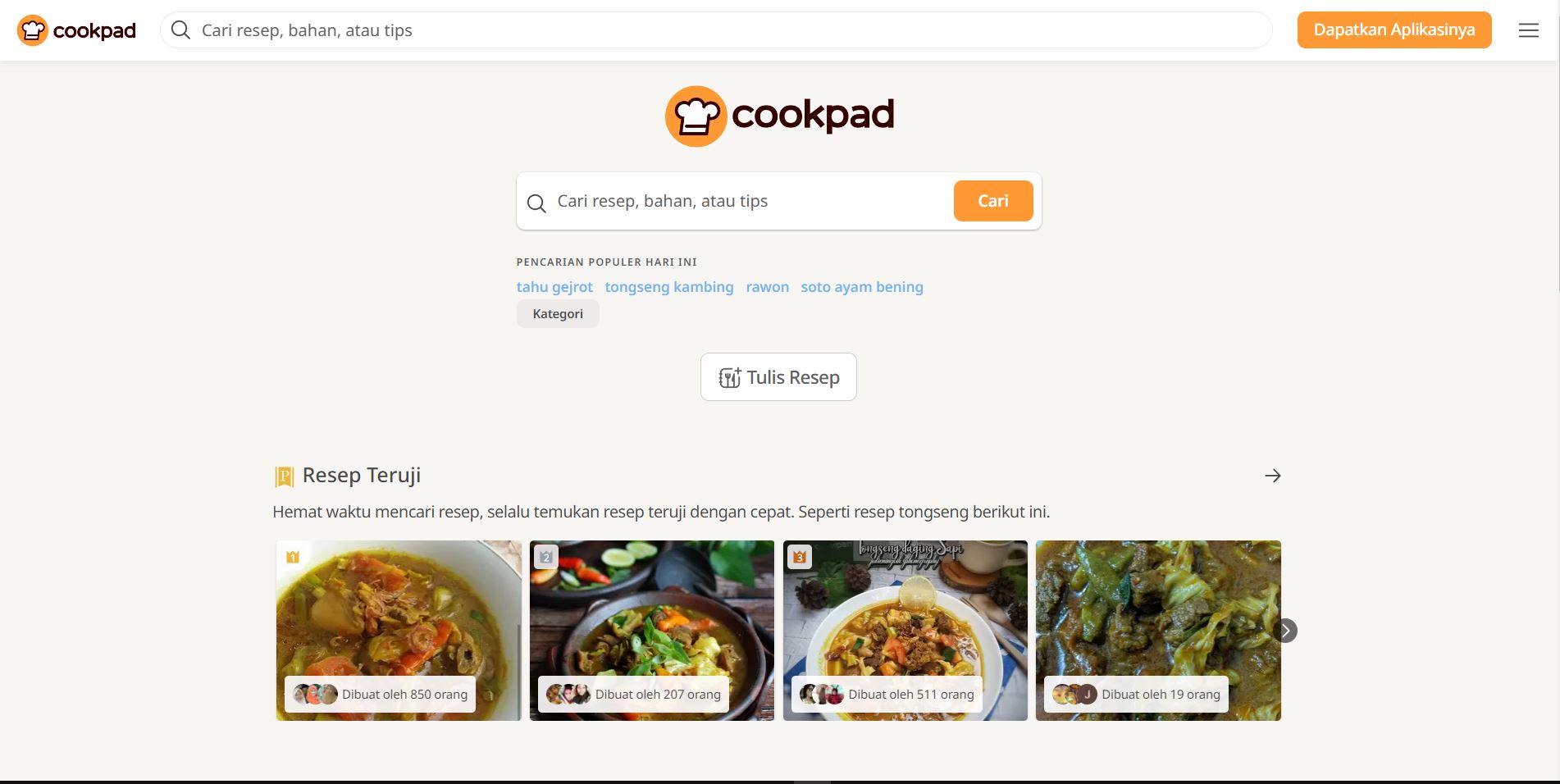 Aplikasi Resep Makanan Keluarga